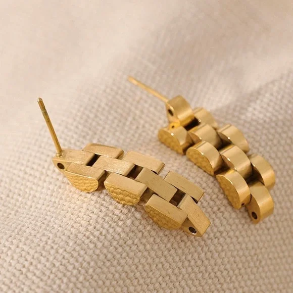 18K Gold Plated Watch Chain Earrings*Watch Band*Watch Link*ML - Picture 6 of 6